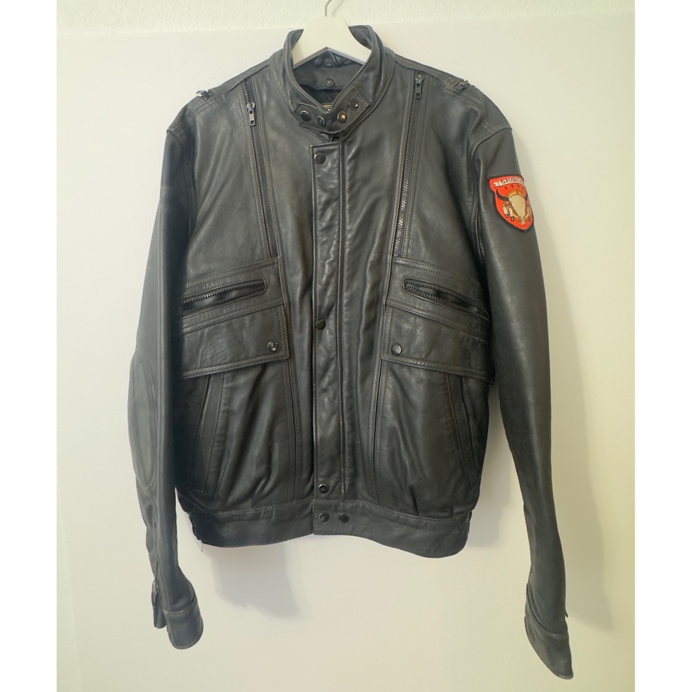 Vintage‎ Hein Gericke Leather Motorcycle Jacket Mens 46 Black 1995 Sturgis